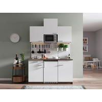 MINIKÜCHE 150 cm   in Weiß  - Eichefarben/Alufarben, Basics, Holzwerkstoff/Kunststoff (150cm) - Respekta