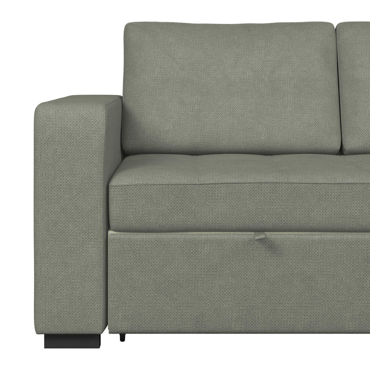 ECKSOFA TURIN Dunkelgrün Mikrofaser, Struktur Rückenkissen, Bettkasten  - Dunkelgrün/Schwarz, Trend, Textil/Metall (239/160cm) - MID.YOU