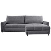 ECKSOFA in Struktur Grau  - Schwarz/Grau, Design, Textil/Metall (265/162cm) - MID.YOU