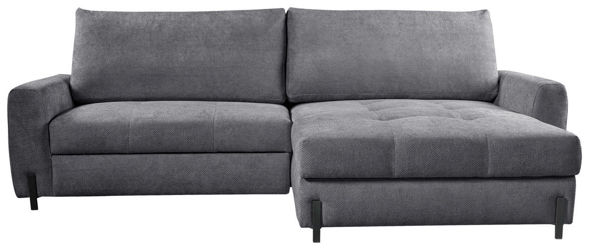 ECKSOFA in Struktur Grau  - Schwarz/Grau, Design, Textil/Metall (265/162cm) - MID.YOU