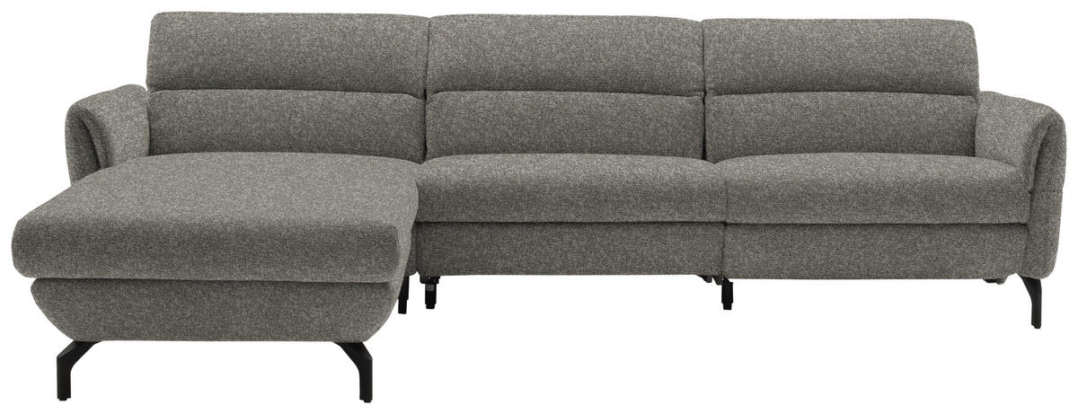 ECKSOFA in Chenille Greige  187/299 cm  - Greige/Schwarz, Design, Textil/Metall (187/299cm) - Schöner Wohnen