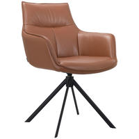 ARMLEHNSTUHL  in Eisen Echtleder pigmentiert  - Cognac/Schwarz, Design, Leder/Metall (60/89/63,5cm) - Novel