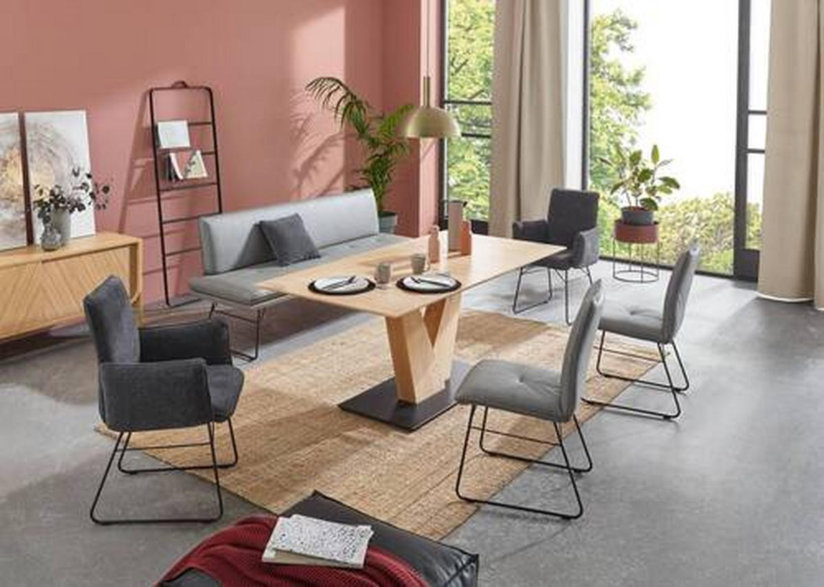 ESSTISCH in Holz, Holzwerkstoff 180-220/90/75 cm  - Eiche Bianco, Design, Holz/Holzwerkstoff (180-220/90/75cm) - Dieter Knoll
