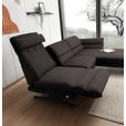 ECKSOFA Dunkelbraun Flachgewebe  - Dunkelbraun/Schwarz, Design, Textil/Metall (279-327/176-217cm) - Dieter Knoll