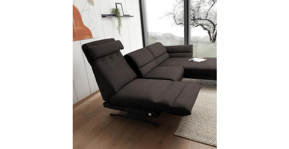 ECKSOFA Dunkelbraun Flachgewebe  - Dunkelbraun/Schwarz, Design, Textil/Metall (279-327/176-217cm) - Dieter Knoll