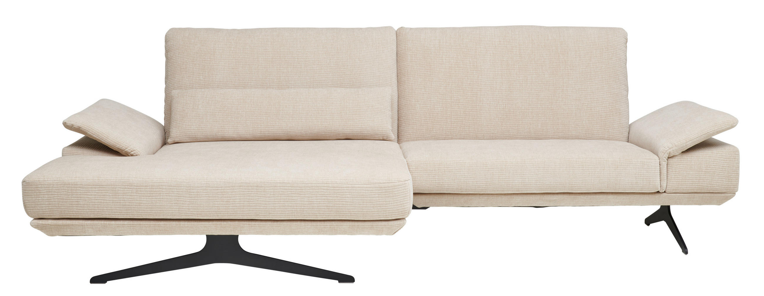 ECKSOFA in Flachgewebe Beige  - Beige/Schwarz, Design, Textil/Metall (155/284cm) - Koinor