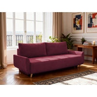 SCHLAFSOFA DUO Mikrofaser Bordeaux  inkl. Rückenkissen, Bettkasten, Schlaffunktion, Rücken echt  - Bordeaux/Naturfarben, Design, Textil (218/90/110cm) - P & B
