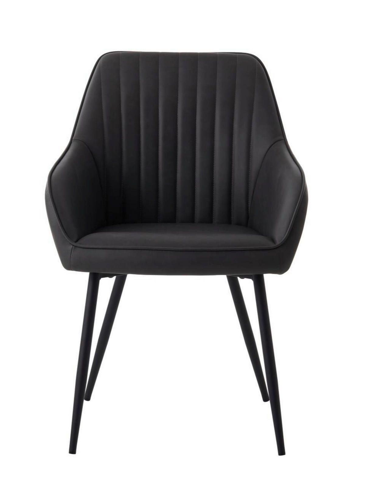 ARMLEHNSTUHL-SET 2 Stück  in Lederlook  - Dunkelgrau/Schwarz, MODERN, Textil/Metall (58/84/59,5cm) - Livetastic