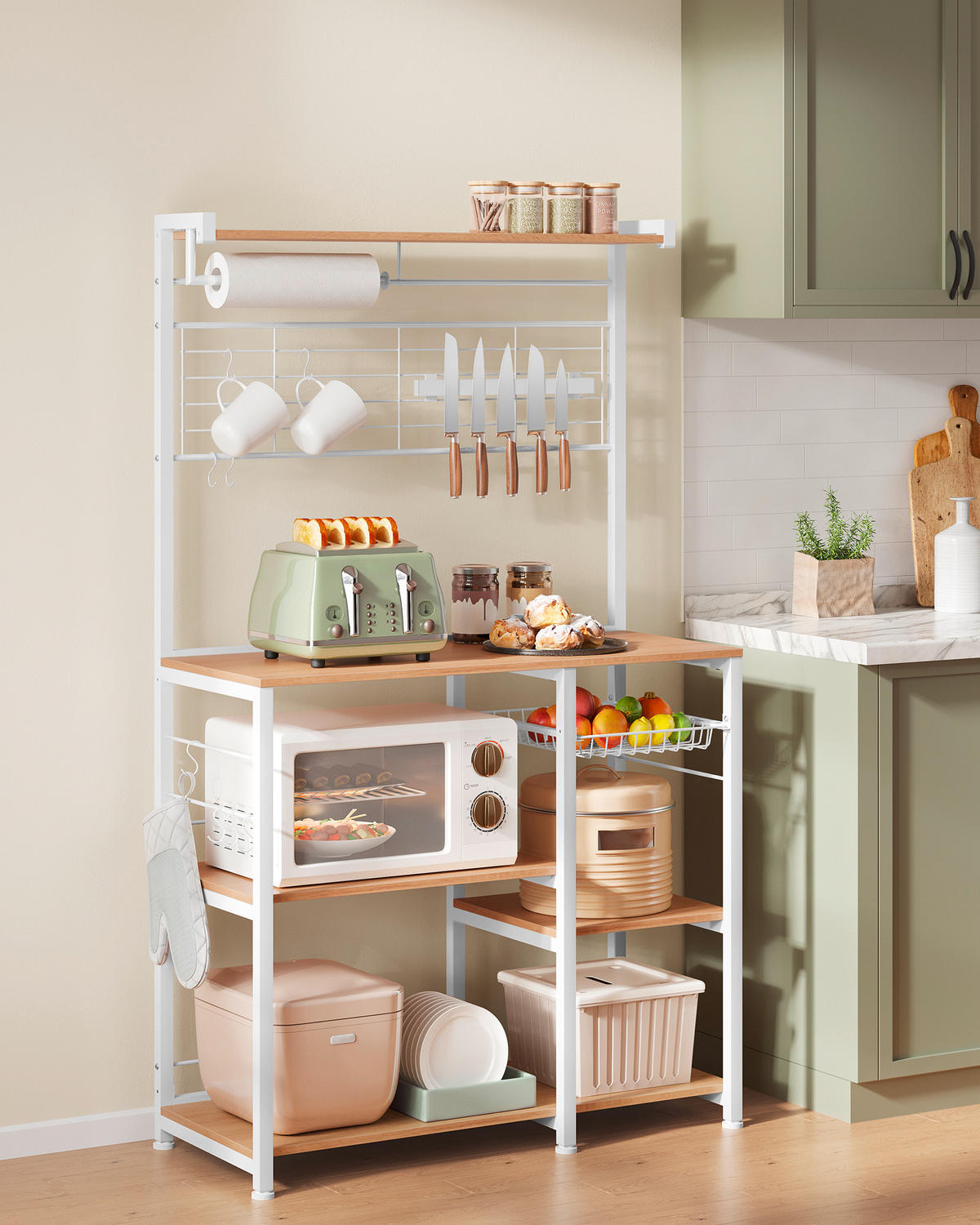 REGÁL, bílá, barvy dubu, ocel, 90/167/42 cm - bílá/barvy dubu, Moderní, kov/kompozitní dřevo (90/167/42cm) - MID.YOU