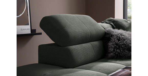 ECKSOFA Olivgrün Feincord  - Schwarz/Olivgrün, KONVENTIONELL, Textil/Metall (219/311cm) - Hom`in