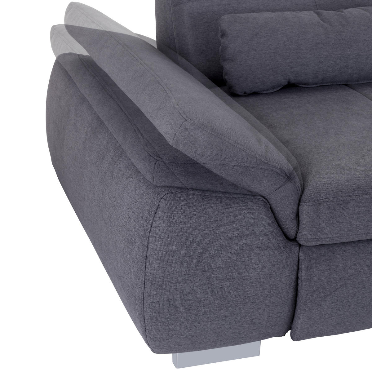 WOHNLANDSCHAFT in Mikrofaser, Chenille Grau  - Chromfarben/Grau, Modern, Textil/Metall (315/260cm) - Livetastic