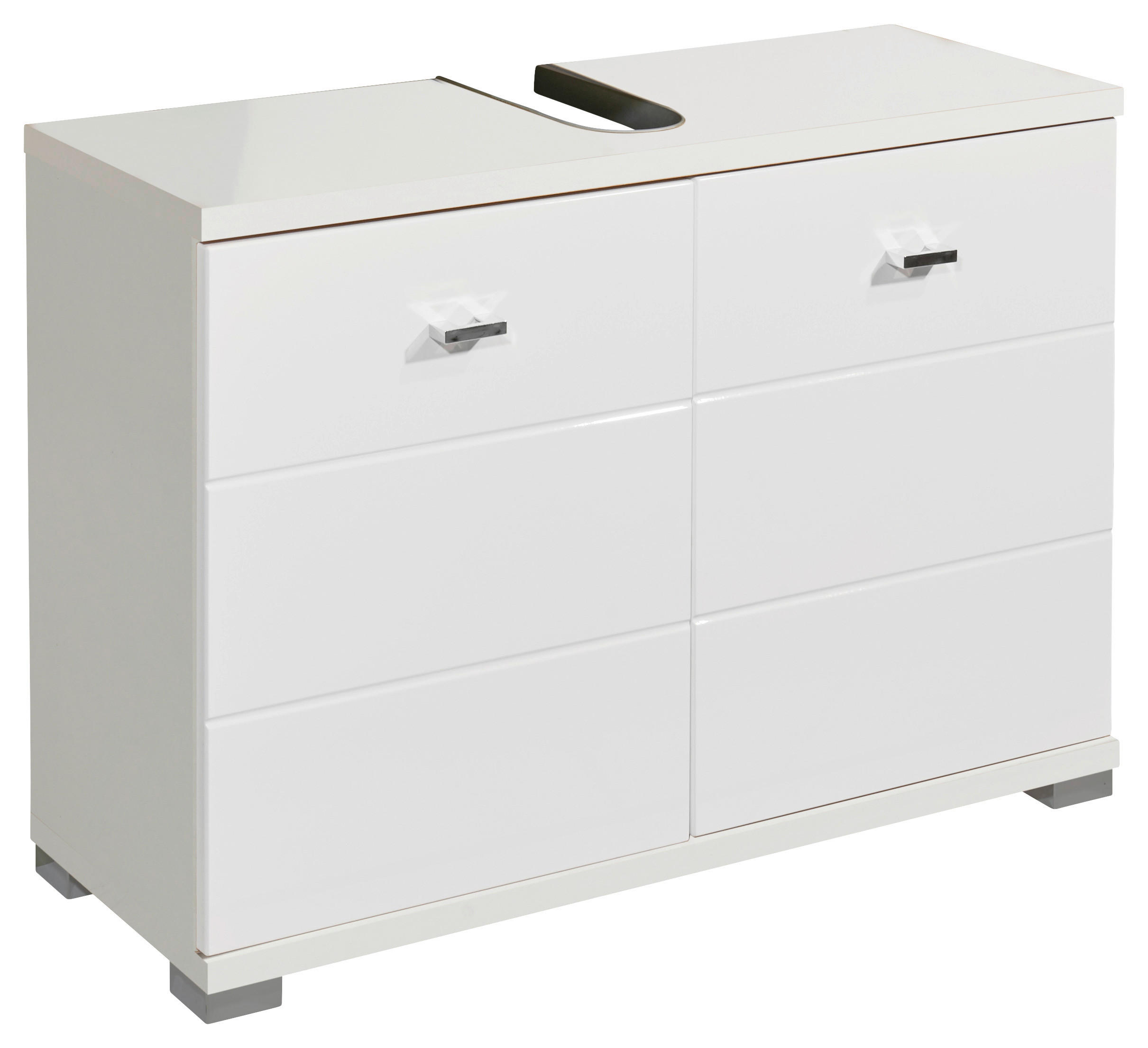 WASCHBECKENUNTERSCHRANK 80/57/31 cm  - Weiß Hochglanz/Silberfarben, Basics, Holzwerkstoff/Kunststoff (80/57/31cm) - Livetastic