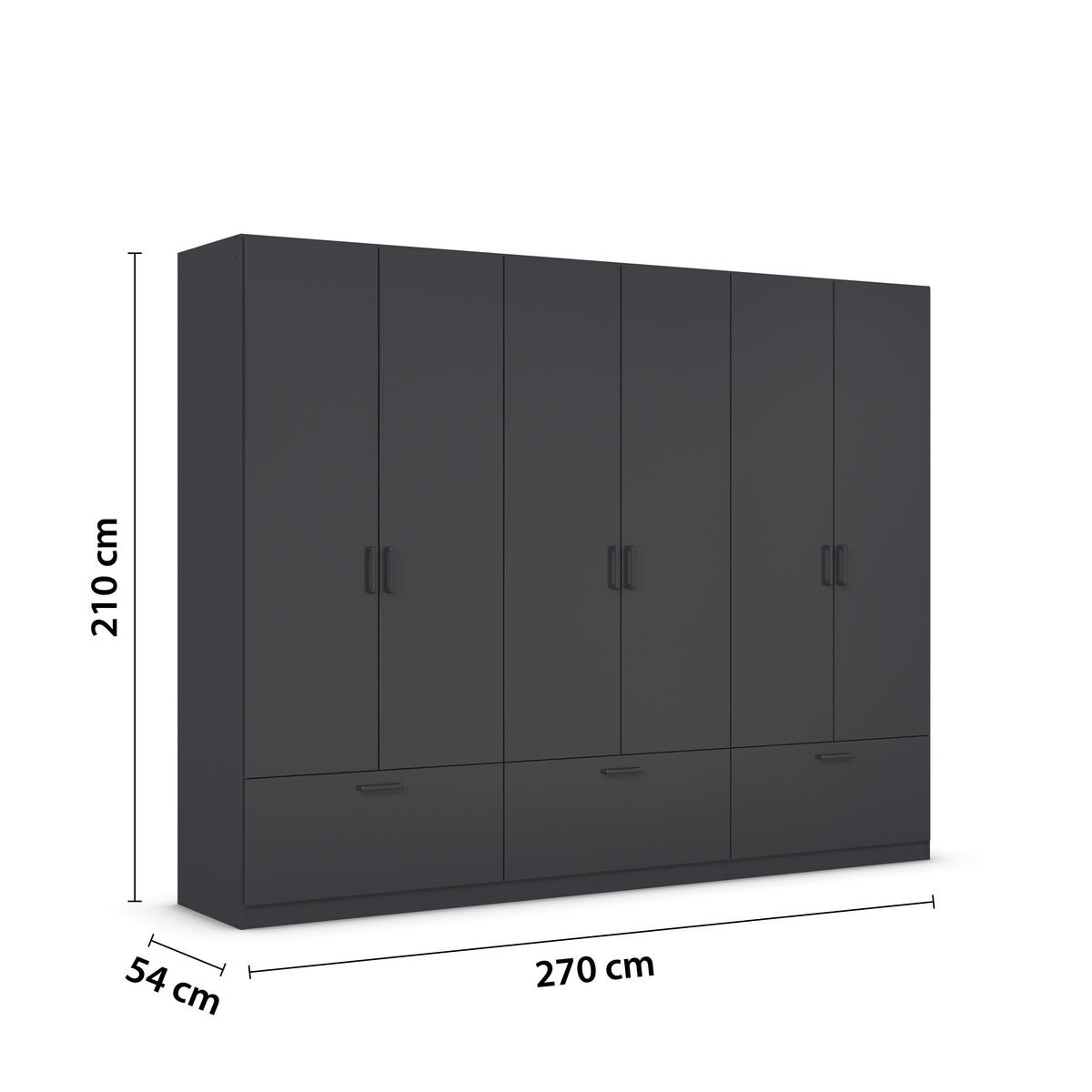 KLEIDERSCHRANK in Grau  - Grau, Basics, Holzwerkstoff/Metall (271/210/54cm) - Boxxx