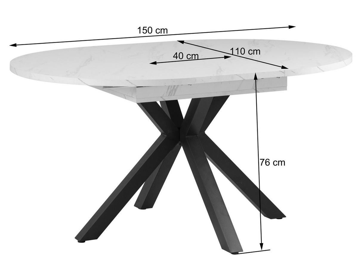 ESSTISCH 110/150/110/76 cm Nachbildung  Metall, Holzwerkstoff ausziehbar oval Multicolor, Schwarz  - Multicolor/Schwarz, MODERN, Holzwerkstoff/Metall (110/150/110/76cm) - Livetastic
