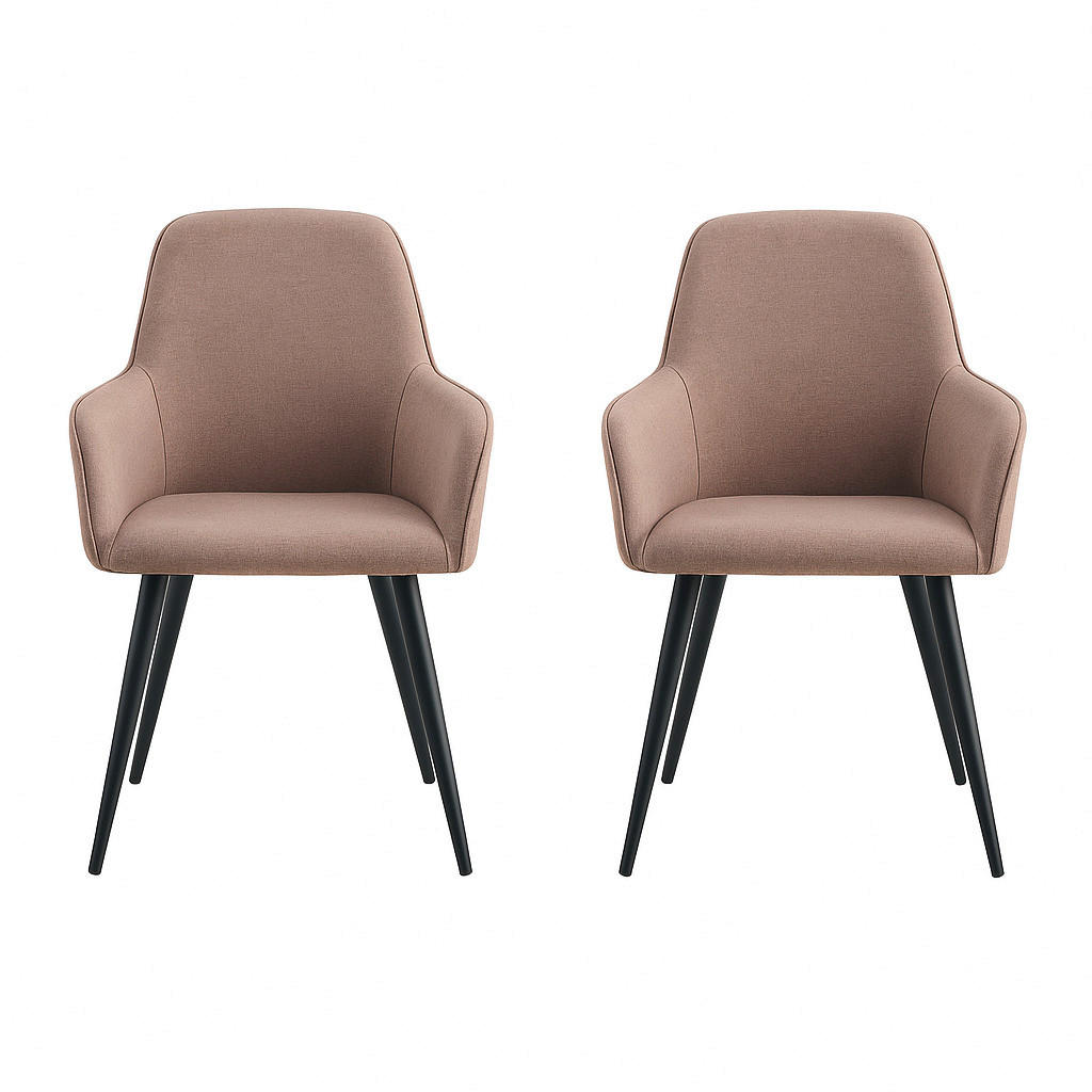STOL MED ARMSTÖD SET 2 styck filt  - gråbrun/svart, Modern, metall/textil (57/87/65cm) - MID.YOU