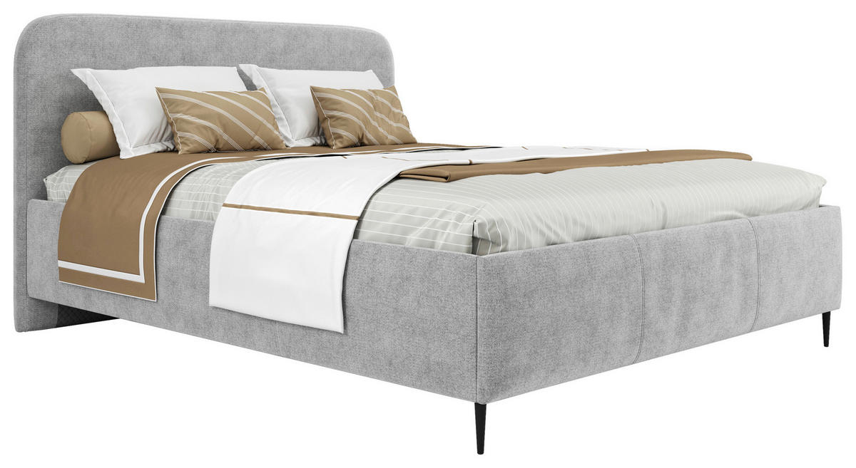 STOPPAD SÄNG 140/200 cm  i ljusgrå  - ljusgrå/svart, Modern, metall/trämaterial (140/200cm) - MID.YOU