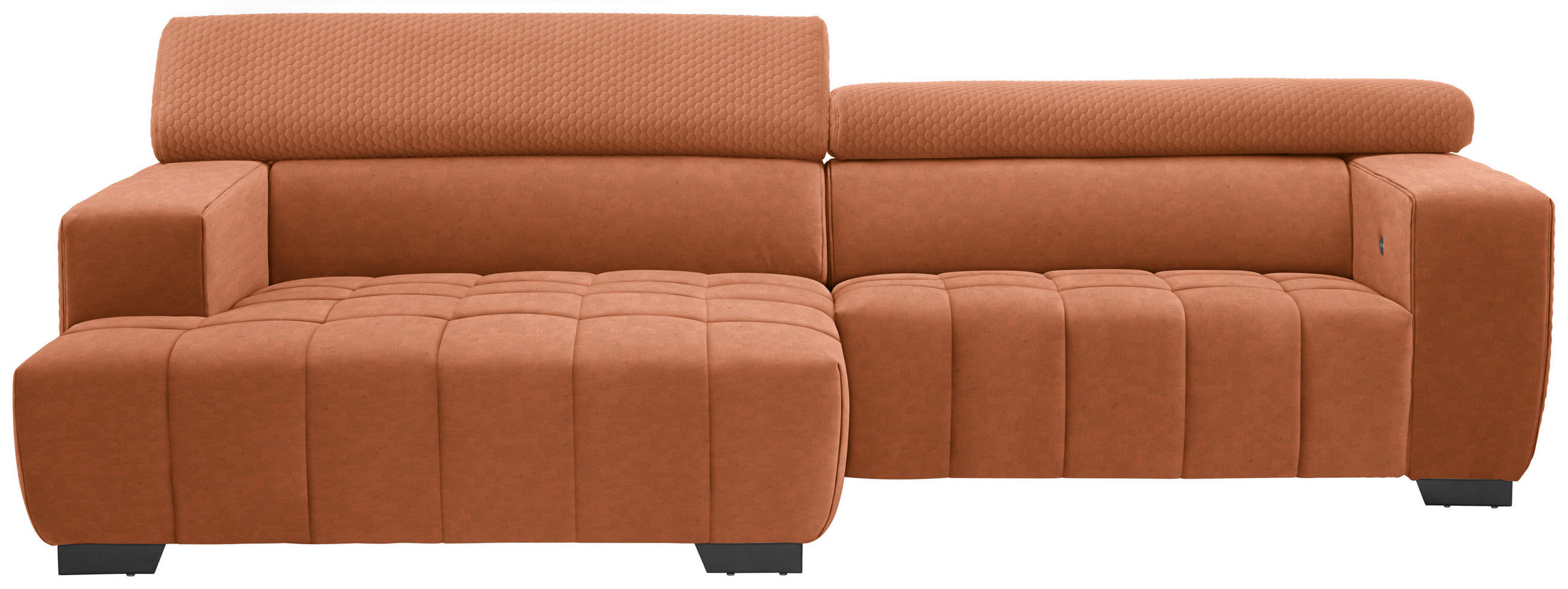 ECKSOFA Orange Velours  - Schwarz/Orange, KONVENTIONELL, Textil/Metall (182/279cm) - Hom`in