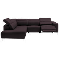 ECKSOFA Braun Echtleder  - Chromfarben/Braun, Design, Leder/Metall (223/290cm) - Pure Home Lifestyle