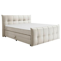 BOXSPRINGBETT 180/200 cm,  in Creme, gepolstertes Kopfteil, Bettkasten, Topper, Matratzen, H2 + H2 = mittel  - Creme/Schwarz, MODERN, Holzwerkstoff/Kunststoff (180/200cm) - MID.YOU