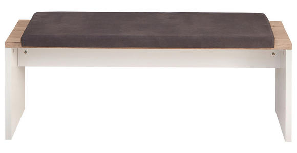 SITZBANK 130/49,5/39,4 cm Grau, Eichefarben Kunststoff  - Eichefarben/Schwarz, KONVENTIONELL, Kunststoff/Textil (130/49,5/39,4cm) - Hom`in