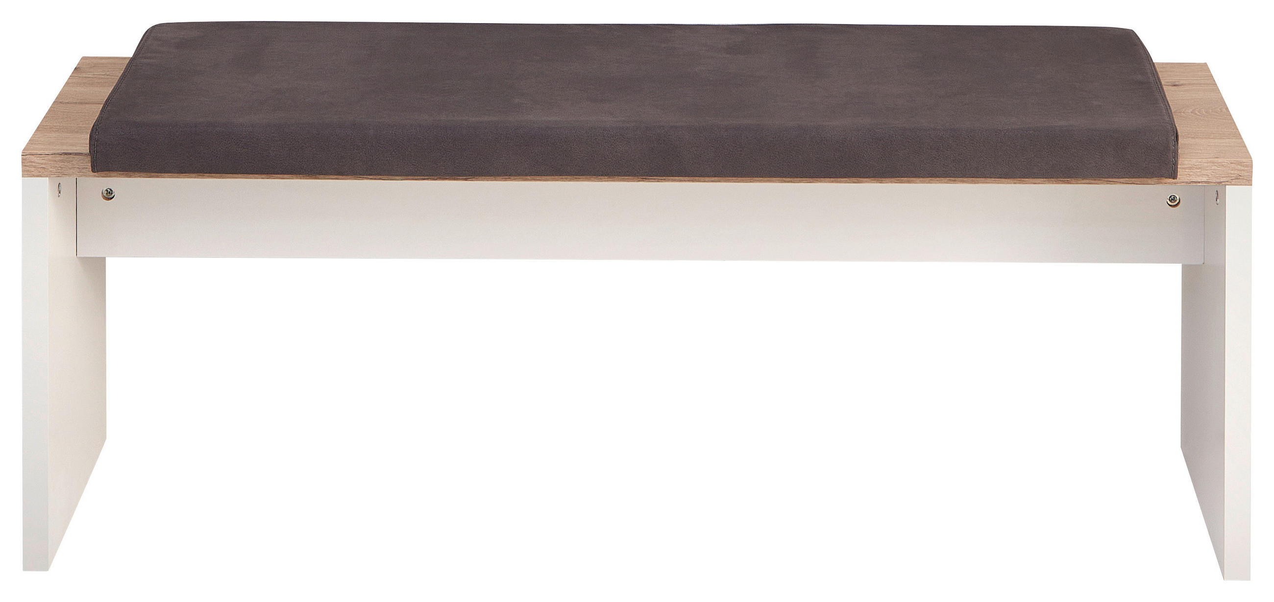 SITZBANK 130/49,5/39,4 cm Grau, Eichefarben Kunststoff  - Eichefarben/Schwarz, KONVENTIONELL, Kunststoff/Textil (130/49,5/39,4cm) - Hom`in