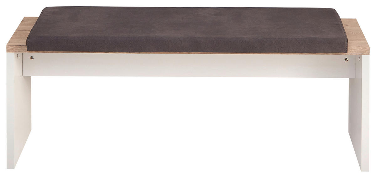 SITZBANK 130/49,5/39,4 cm Grau, Eichefarben Kunststoff  - Eichefarben/Schwarz, KONVENTIONELL, Kunststoff/Textil (130/49,5/39,4cm) - Hom`in