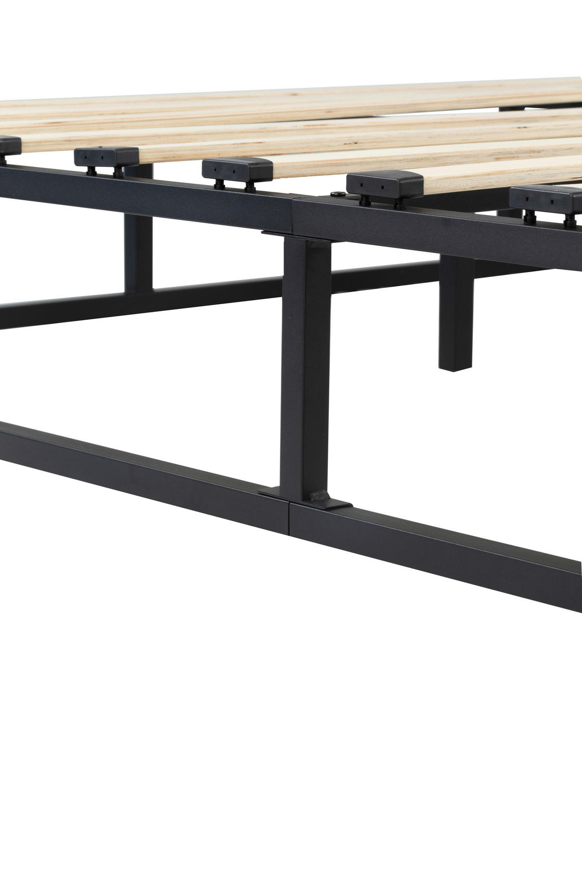 METALLBETT 180/200 cm,  in Naturfarben, Schwarz  - Schwarz/Naturfarben, Basics, Holz/Metall (180/200cm) - Boxxx