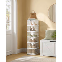 REGÁL NA BOTY, bílá, průhledné, 25,5/105/35,5 cm - bílá/průhledné, Basics, plast (25,5/105/35,5cm)