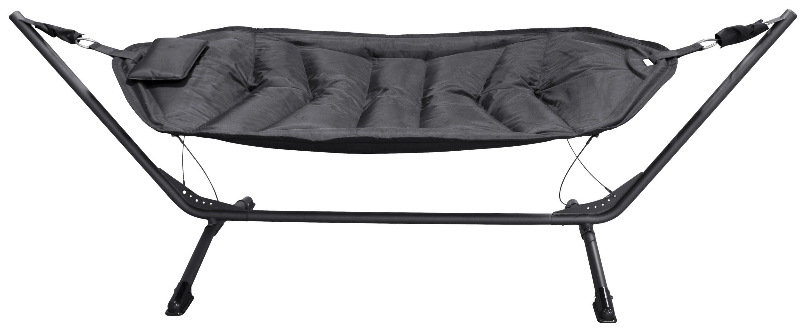 HÄNGEMATTE 115/104/305 cm  - Schwarz, KONVENTIONELL, Textil/Metall (115/104/305cm) - Gardenson