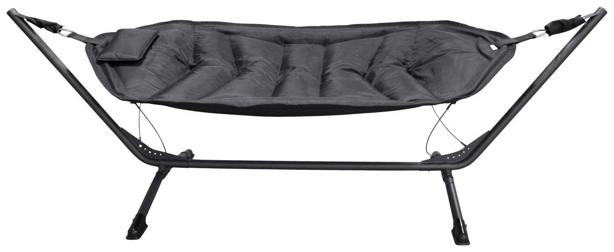 HÄNGEMATTE 115/104/305 cm  - Schwarz, KONVENTIONELL, Textil/Metall (115/104/305cm) - Gardenson