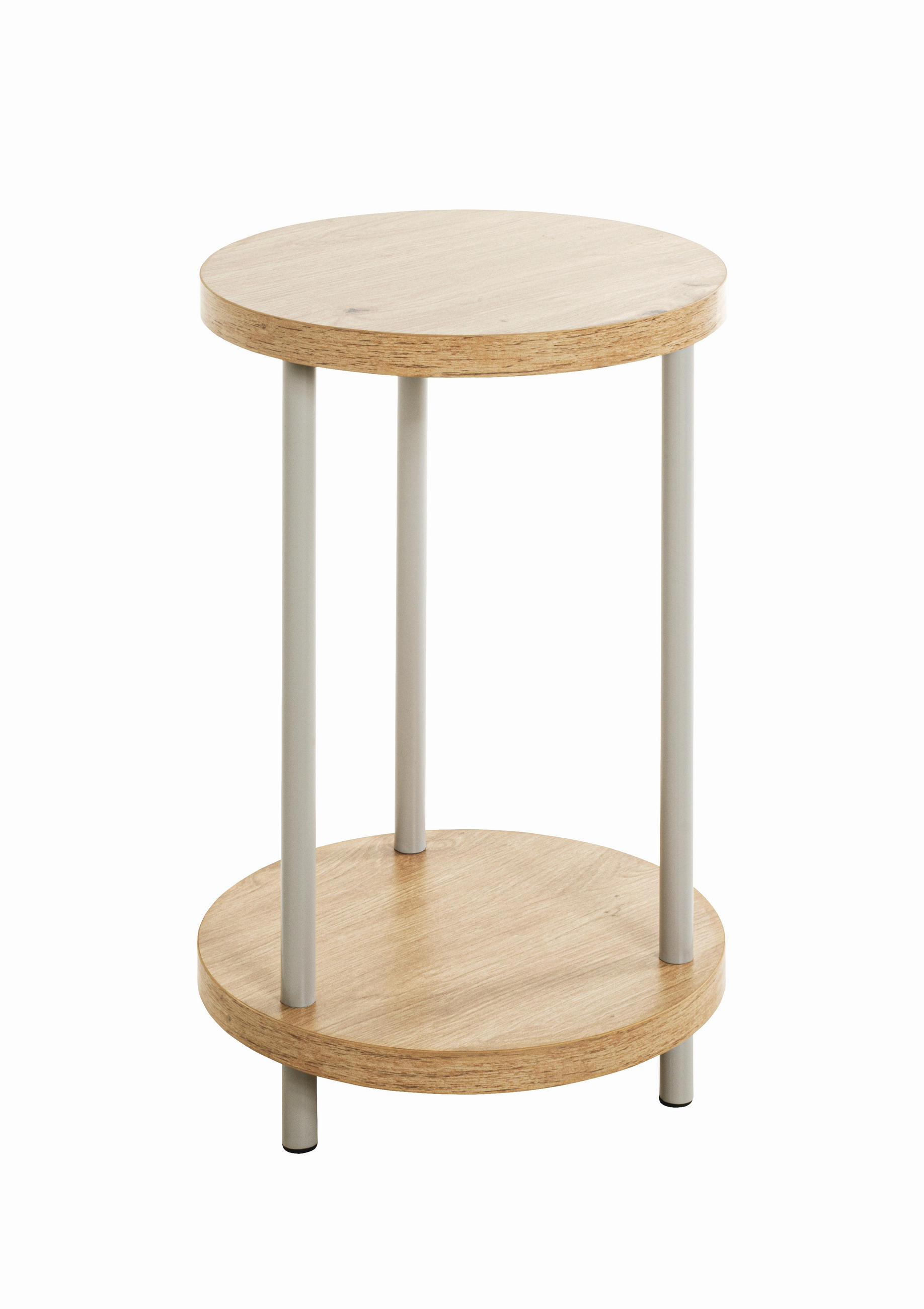 BEISTELLTISCH Grau, Eichefarben, Beige rund  - Eichefarben/Beige, Trend, Holzwerkstoff/Metall (30/50cm)