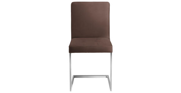 SCHWINGSTUHL  in Stahl Mikrofaser  - Edelstahlfarben/Braun, Design, Textil/Metall (45/91/58cm) - Moderano