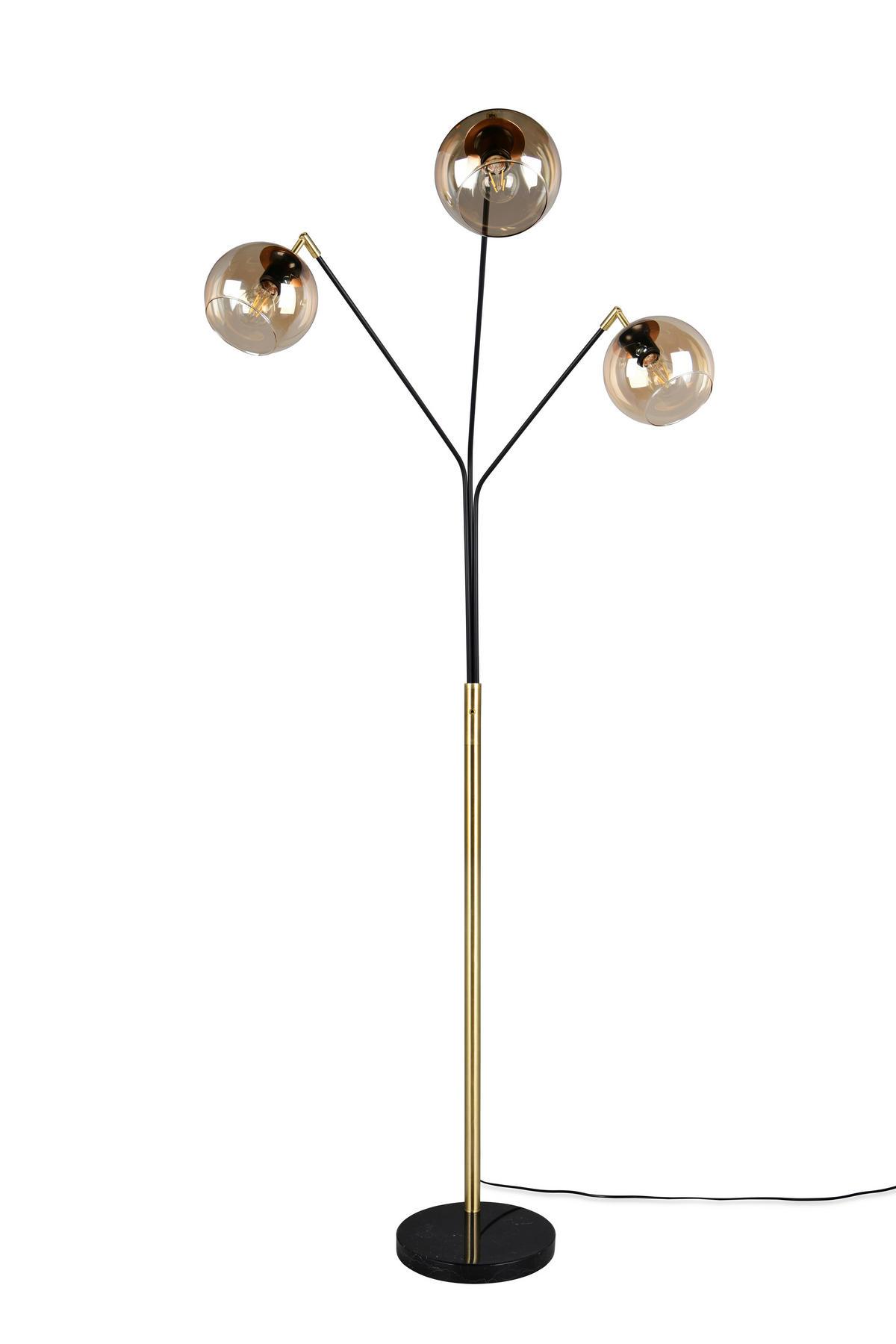 STEHLEUCHTE - Bernsteinfarben/Schwarz, Design, Glas/Metall (67/30/200cm) - Trio Leuchten
