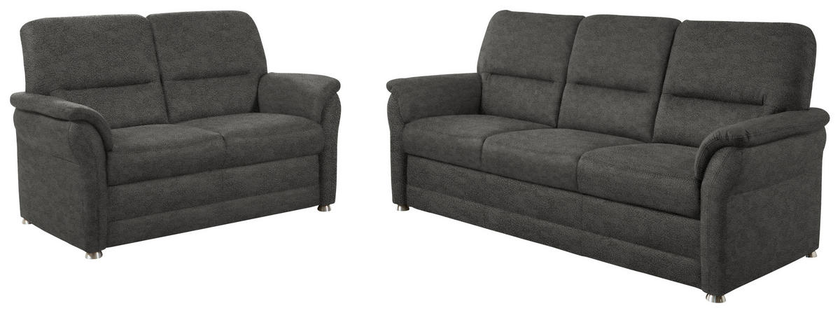 SITZGARNITUR Mikrofaser Grau  - Alufarben/Grau, Konventionell, Textil/Metall (192/96/89cm) - Beldomo Comfort