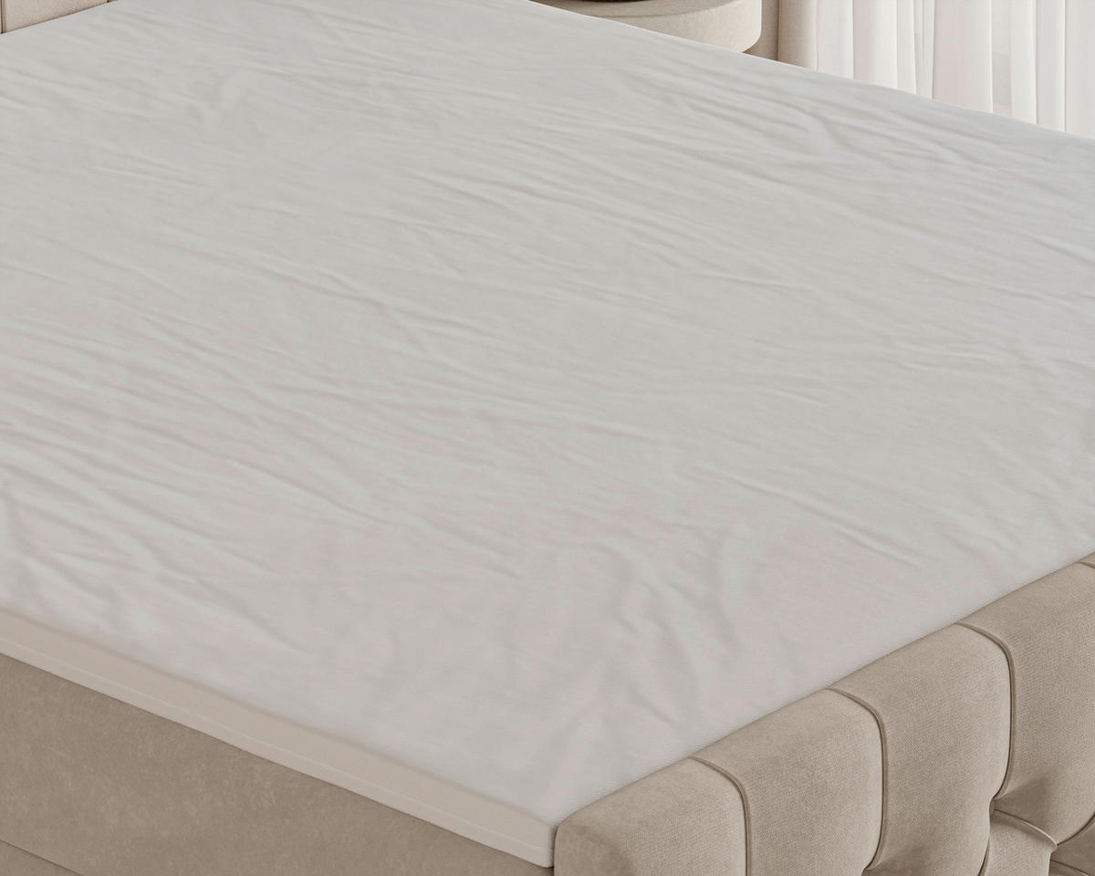 BOXBETT 180/200 cm,  in Beige, Matratze, Topper, H3 = fest  - Beige/Schwarz, KONVENTIONELL, Holz/Kunststoff (180/200cm) - Chameo
