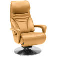 RELAXSESSEL Lenno Echtleder Nackenstütze, Relaxfunktion, Kopfteilverstellung, Fußteilverstellung    - Currygelb/Edelstahlfarben, Design, Leder/Metall (75/117/88cm) - Dieter Knoll