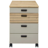 ROLLCONTAINER Grau, Eiche Artisan  - Schwarz/Eiche Artisan, KONVENTIONELL, Holzwerkstoff/Kunststoff (45/66/55cm) - Stylife