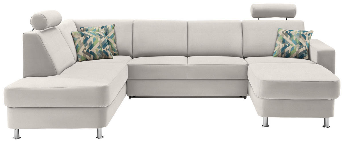 SEDEŽNA GARNITURA, šenilja krem barve, bela  - barve kroma/krem barve, Design, umetna masa/tekstil (198/301/165cm) - Xora