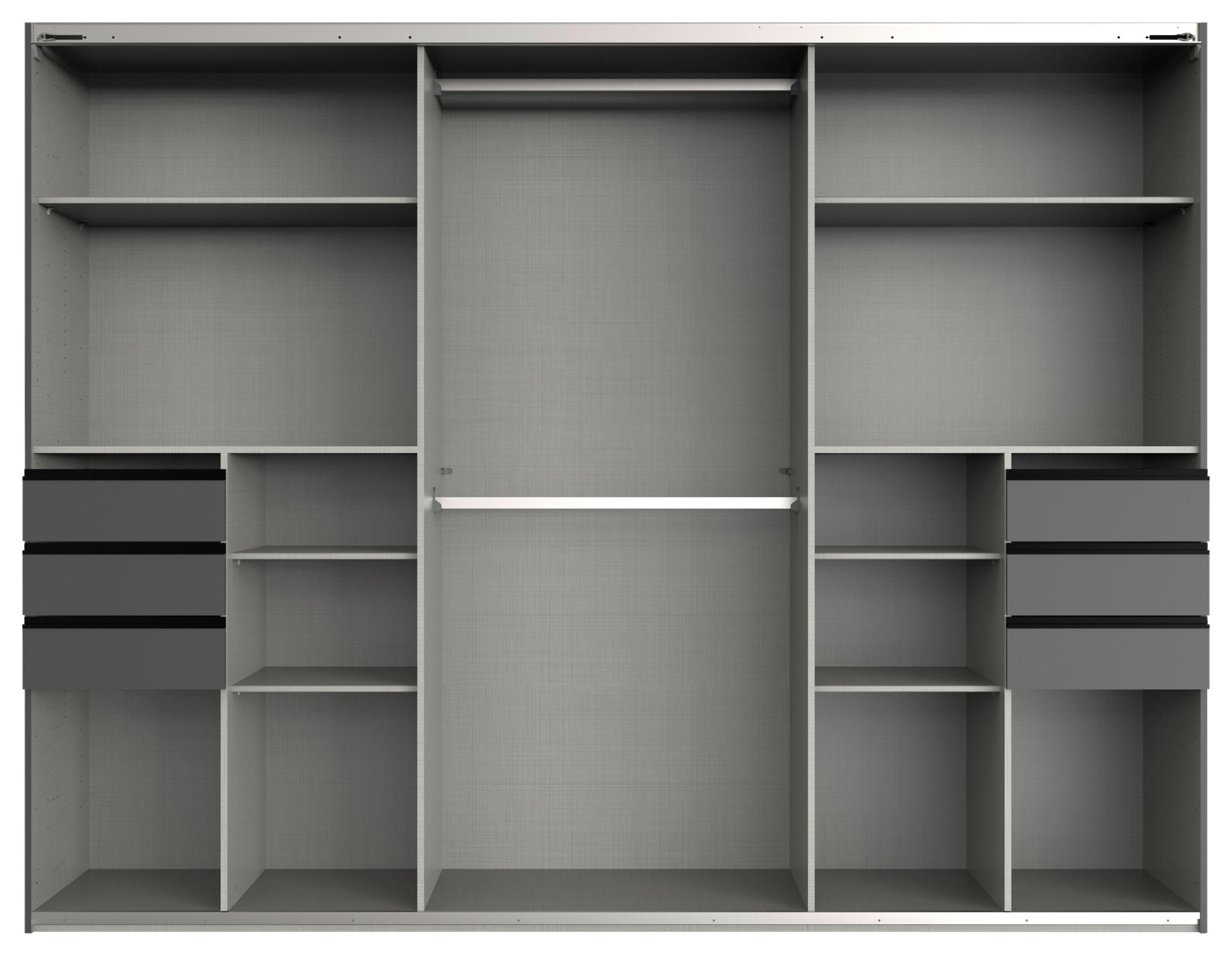 SCHWEBETÜRENSCHRANK 270/210/64 cm 3-türig - Eichefarben/Graphitfarben, Basics, Glas/Holzwerkstoff (270/210/64cm) - MID.YOU