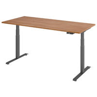 SCHREIBTISCH 180/80/64,5-129,5 cm  in Graphitfarben, Nussbaumfarben  - Nussbaumfarben/Graphitfarben, KONVENTIONELL, Holzwerkstoff/Metall (180/80/64,5-129,5cm) - Venda