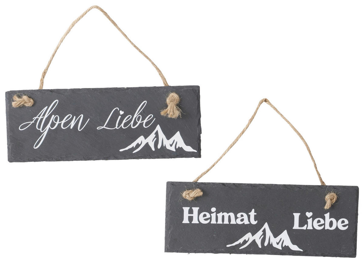 DEKOSCHILD  - Schieferfarben/Weiß, Trend, Textil/Stein (22/8,5/1cm)