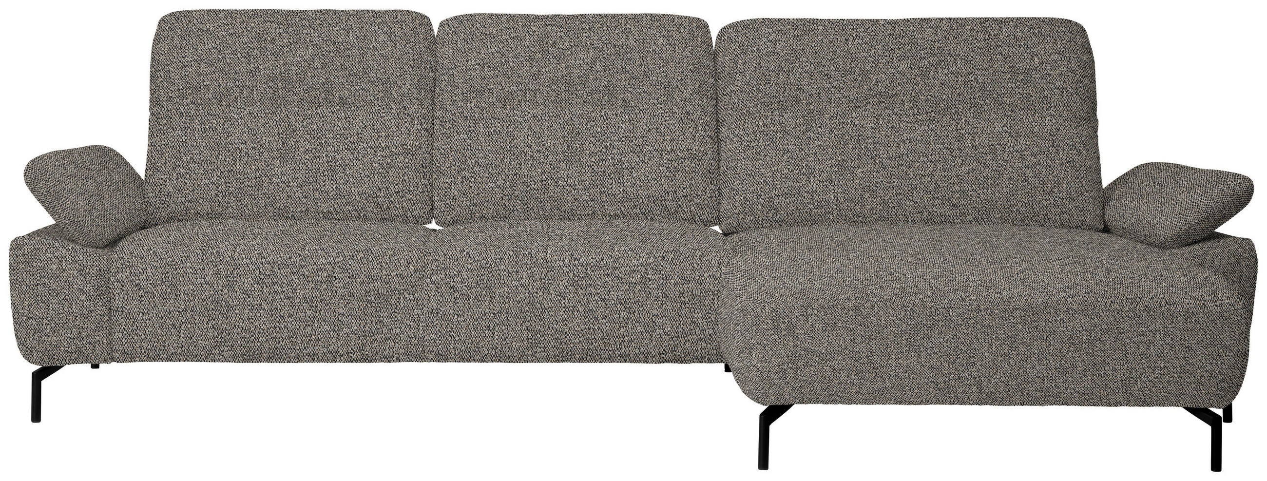ECKSOFA in Chenille, Flachgewebe Hellbraun  318/165 cm  - Hellbraun/Schwarz, Design, Textil/Metall (318/165cm) - Xora