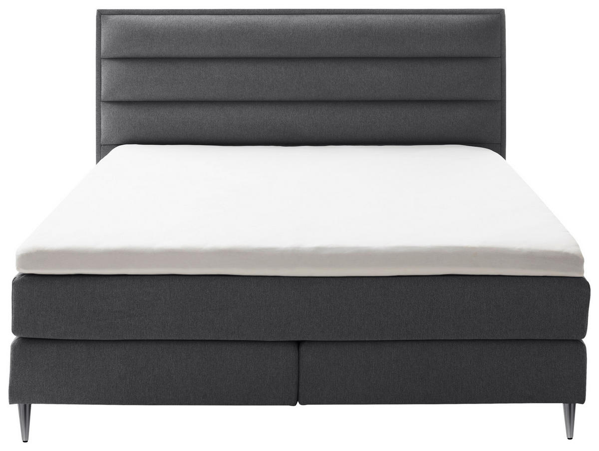 BOXSPRINGBETT 180/200 cm  in Anthrazit  - Edelstahlfarben/Anthrazit, Design, Textil/Metall (180/200cm) - Schöner Wohnen
