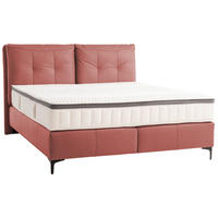 BOXSPRINGBETT 180/200 cm  in Bordeaux  - Bordeaux/Schwarz, Design, Leder/Holz (180/200cm) - Novel