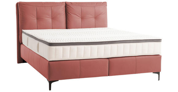 BOXSPRINGBETT 180/200 cm in Bordeaux - Bordeaux/Schwarz, Design, Leder/Holz (180/200cm) - Novel