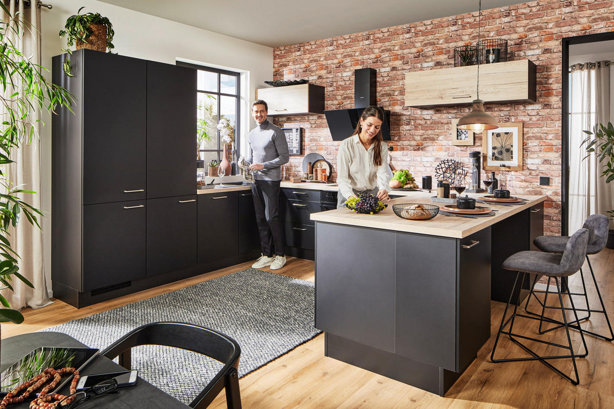 INBYGGNADSKÖK   - svart, Design, trämaterial - Celina