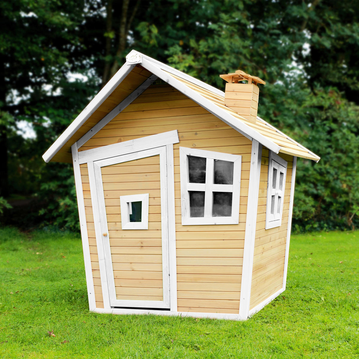 SPIELHAUS 144/146/157 cm  - Braun/Weiß, KONVENTIONELL, Holz (144/146/157cm) - Ambia Garden