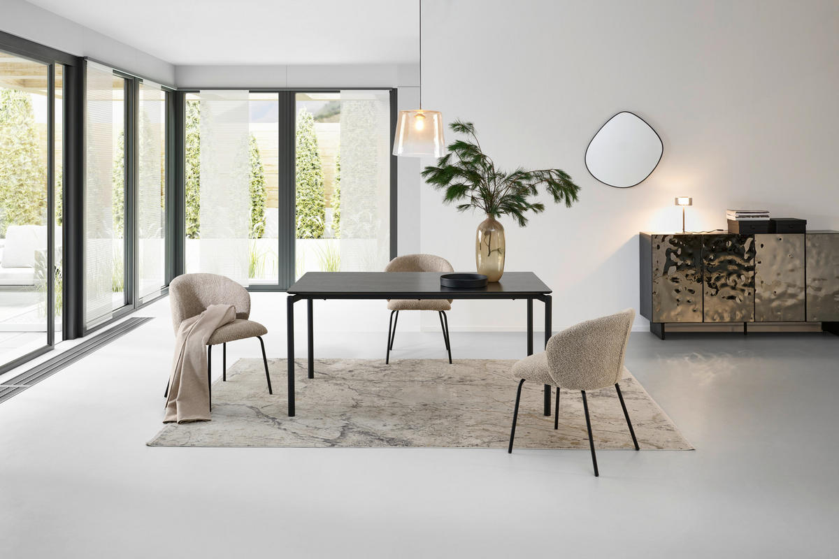 Masă din metal, material pe bază de lemn,   - negru, Konventionell, metal/material pe bază de lemn (160/76/90cm) - P & B