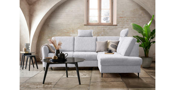 ECKSOFA Hellgrau Chenille - Hellgrau/Schwarz, MODERN, Holz/Textil (241/184cm) - Carryhome