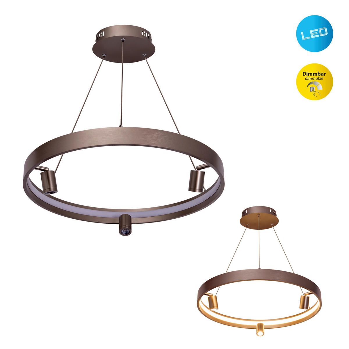 LED-PENDELLEUCHTE 58/150 cm  - Titanfarben, Design, Kunststoff/Metall (58/150cm) - Näve